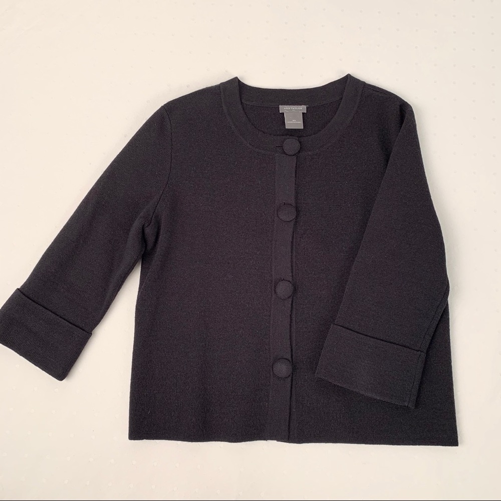 Ann Taylor Factory Black Cropped Cardigan